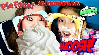 Pie Face Showdown NEW CHALLENGE LOL B2cutecupcakes [upl. by Sillihp]