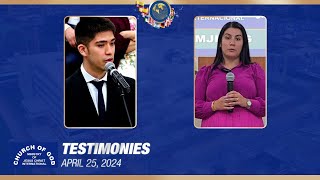 Testimonies – April 25 2024  CGMJCI [upl. by Ymorej2]