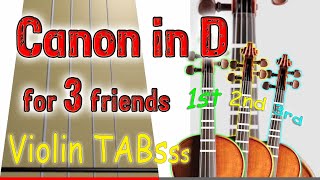 Canon in D  Pachelbel  Violin Trio  Play Along Tab Tutorial [upl. by Aydan429]