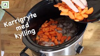 Mat på mandag  Kylling  Karrigryte med kylling i crock pot [upl. by Nalim753]