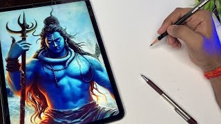 Angry Lord Shiva Drawing Mahadev Drawing Outline Tutorial [upl. by Aihsilef234]