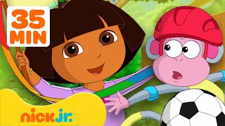 Dora the Explorer  Speel voetbal amp andere sporten met Dora ⚽️ Compilatie van 35 minuten  Nick Jr [upl. by Eirot]