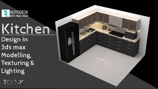 Kitchen Design in 3ds max  Modelling Texturing and Lighting [upl. by Cutty]