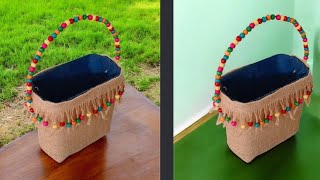 DIY I MADE A WONDERFUL ORGANIZER BASKET OUT OF JUTE FABRIC 🧺Easy JUTE Organization 🧺DIY JUTE BASKET [upl. by Tamqrah818]