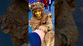 Fist bump strawberries for Gold Lady goldstatue shortsviral trending shortvideos viralvideos [upl. by Ganny861]