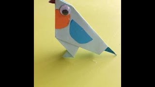 Origami met Juf Jannie  blauw vogeltje vouwen van vouwpapier [upl. by Ggerg]