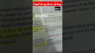 Liquid dosage forms of drugs  Part 1 pharmacology youtubeshorts [upl. by Barvick]