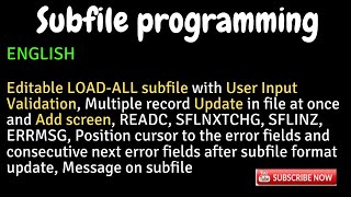 IBM i AS400 Tutorial iSeries System i  Editable LOADALL subfile amp validationREADCSFLNXTCHG [upl. by Scott528]