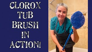 Clorox tub amp tile brush in action and why a tub brush is a great tool to have [upl. by Ellenyl]