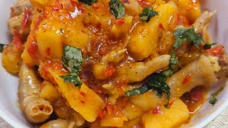 Ladys fingers in yam porridge 😋 follow lovetocookformyfamily food cooking chickenrecipe [upl. by Ahsinyd]