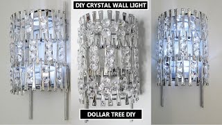 Dollar Tree DIY Crystal Wall Sconce Light  Glam Home Decor diychandelier [upl. by Adnihc]