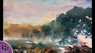 Loose WATERCOLOR Spontaneous Landscape Painting  semi abstract demonstration [upl. by Llert196]