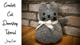 Crochet Cat Doorstop TutorialEar 1 Rounds 3941 [upl. by Atilrac]