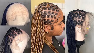 DIY RUBBER BAND CRISS CROSS BRAIDED WIG  DIY braided wig with no frontal for beginners [upl. by Fradin]