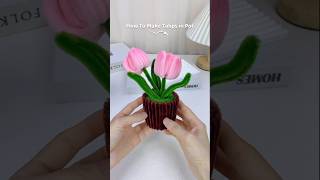 diy flower pot  pipe cleaner tulip tutorial flowerpot handmade flowerscraft tulipflower [upl. by Cantu]