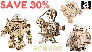 RoWood Mechanical Gear Vitascope  3D Wooden Puzzle Craft Toy Film Projector Music Box  Calendar [upl. by Yerkovich828]