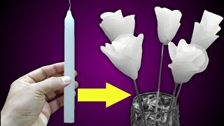 Candle To Rose  How to Make Candle Flower  How To Make Wax Flower Wax Rose Candle Wax Flower DIY [upl. by Akiria]