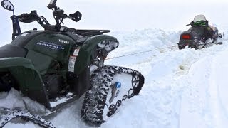 Yamaha Grizzly ATV On Tracks 1  Arctic Cat ZL440 Stuck In Slush 0  CK Gets Stuck  Mar24 2013 [upl. by Vlada]