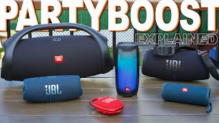 JBL PartyBoost Speaker Lineup Explained  Boombox 2 Xtreme 3 Charge 5 Pulse 4 Flip 5 Clip 4 [upl. by Annairol]