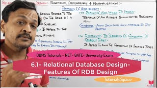 61 Features Of Relational Database Design DBMS  relational database design  DBMS gate lectures [upl. by Marcel]