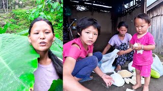 taking nettle green from village house  Rita cooks noodles Ritarojan [upl. by Nohsyt]