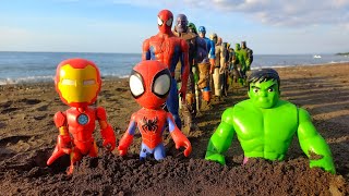 SPIDERMAN 2 VS BLACK ADAM VS IRONMAN VS HULK VS THANOS VS BATMAN CAPTAIN AMERICAAVENGERS TOYS 54 [upl. by Acirema]