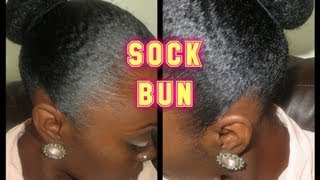 Natural Hair Sock Bun [upl. by Marienthal]