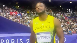 Kishane Thompson beats Fred Kerley 100m 980  Mens 100m Semis  Olympics Track and Field 2024 [upl. by Getraer294]