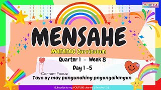 Week 8 Mga Pangunahing Pangangailangan Kinder Matatag [upl. by Lutim]