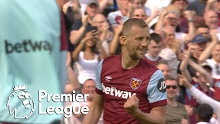 Tomas Soucek drills West Ham 21 in front of Luton Town  Premier League  NBC Sports [upl. by Moncear]