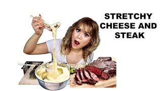 STEAK AND STRETCHY CHEESE MUKBANG [upl. by Hutson]