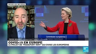 Covid19 en Europe  le projet de quotpasseport vertquot ne convainc pas tous les Européens [upl. by Semaj505]