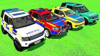 ALL POLICE CARS OF COLORS  TRANSPORTING COLOR ALL POLICE CARS WITH TRUCKS  Farming Simulator 22 [upl. by Kennan]