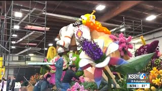 Finishing touches being put on Cal Poly’s Rose Parade float [upl. by Etnoved]