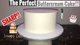 How to frost a cake with BUTTERCREAM  SHARP EDGES [upl. by Hedges]