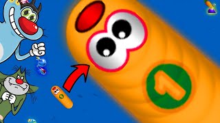 WormsZoneio  How to get the Biggest Slither Snake funny game oggy and Jack Shinchan Nobita [upl. by Kcirdez]