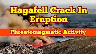 Hagafell Crack During Eruption Pyroclastic Eruption And Explosion Near Grindavík Iceland Volcano [upl. by Dis]