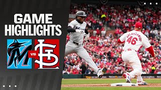 Marlins vs Cardinals Game Highlights 4424  MLB Highlights [upl. by Immas]