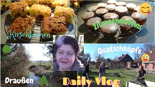 Daily VlogDraußen KirschkuchenZitronenJoghurtMuffins mit weißer Schoki für Christian Haushalt [upl. by Pastelki]