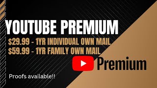 Buy Youtube Premium Individual And Family Subscription For Very Cheap [upl. by Nordgren79]