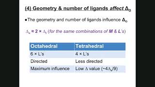 Jorgensen parameter spliting Octahedral vs tetrahedral Spinel Jarnteller CFT shortcomings [upl. by Pegg]