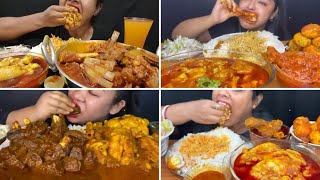 ASMR Nonveg Eating Compilation  Rice With Mutton Curry Chicken Masala Mutton Fat Egg Curry [upl. by Eire]