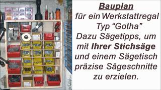 Werkstattregal selber mit einem Sägetisch für Stichsägen von Kress Parkside Proxxon usw gebaut [upl. by Allister]