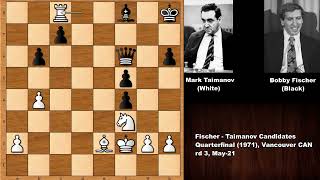 Round 3 Fischer  Taimanov Candidates  Vancouver 1971 [upl. by Laeira304]