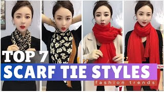 The 7 popular ways to wear a Scarf  Winter Scarf Styles Part100124 스카프 묶는 스타일  丝巾系法 scarfwearing [upl. by Aicilef]