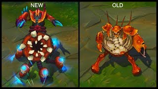 All Urgot Skins New and Old Texture Comparison Rework 2017 League of Legends [upl. by Horodko]