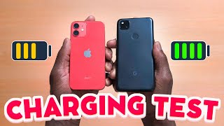 iPhone 12 Mini vs Pixel 4a  ULTIMATE Charging Test ft OnePlus 8T [upl. by Ongineb]