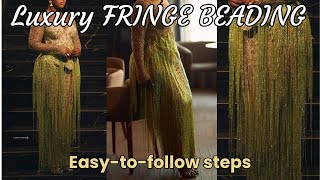 Bead Fringe designs like a PRO  FRINGE BEADING PATTERN FOR LUXURY OUTFIT DESIGN  BESPOKE STYLES [upl. by Cally]