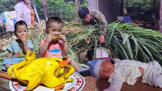 Tung harvested 100kg of elephant grass to sell  A delicious meal with golden chicken [upl. by Pantheas993]