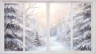 Animated  Snowy Window Scene  Snowing Background  Christmas Window Scene  Snow Falling Window [upl. by Elnore]